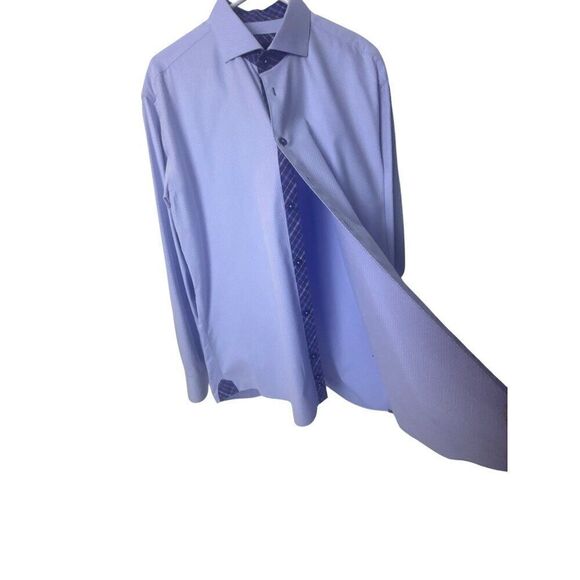 Mens MACEOO Einstein-C Interlocking Blue Dress Shirt 5/ XL 100% Cotton - Picture 2 of 7